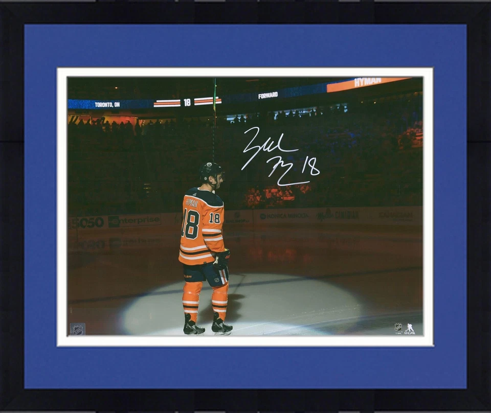 FRMD Zach Hyman Oilers Signed 16x20 Opening Night Introduction Photograph - Image 1 of 1