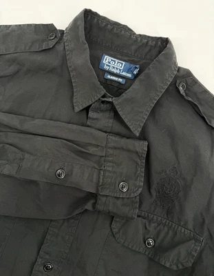 Polo by Ralph Lauren Shirt Mens XL Black Military Heritage Crest Bleecker St - Image 1 of 4