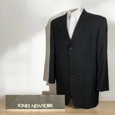 Abrigo deportivo Jones New York para hombre 42L negro a cuadros lana tres botones Foto 1 de 4