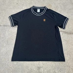 Nike Court Heritage Shirt Men's Large Black Short Sleeve Tennis Top FN0318-010 - Picture 1 of 13