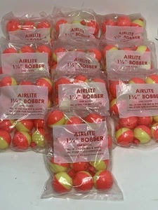 Vintage Airlite 120 Count - 1&1/4" inch - ROUND Fishing BOBBERS ORANGE & YELLOW - Picture 1 of 5