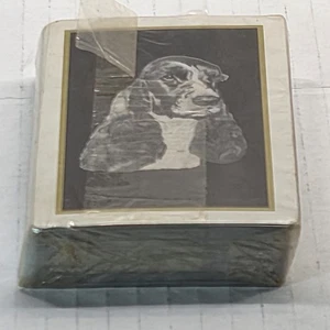 VTG Basset Hound Dog Playing Cards Deck Sealed Joker Clown Design Black White - Picture 1 of 5
