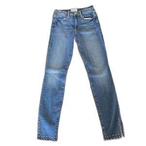FRAME Le High Skinny Jeans Damen Gr. 25 Nieten Knöcheldetail Blau Denim - Bild 1 von 10