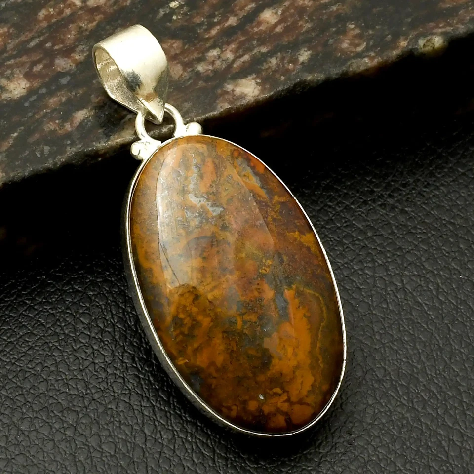 Musgo Amarillo Ágata Piedras Preciosas Hecho a Mano Joyería Regalo Año Nuevo 2" AP-39814 Foto 1 de 1