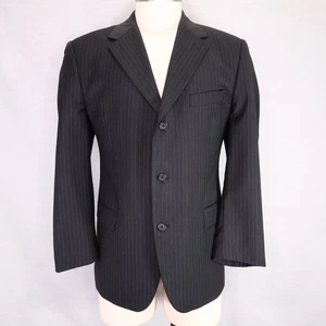 Ungaro Homme Sport Coat Mens 42R Wool Black Pinstripe Jacket Blazer 3 Button - Picture 1 of 13
