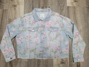 Jeansjacke Celebrity Rosa Pastell Blumen Rosen Denim XL  - Bild 1 von 6