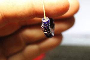 Rare antiqueVenetian striped Aja trade beads Blue/Brown 24 beads - Picture 1 of 8