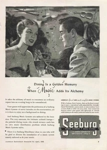Pubblicità stampa vintage 1953 Seeburg giradischi sistemi musicali coppia sala da pranzo oro - Foto 1 di 1