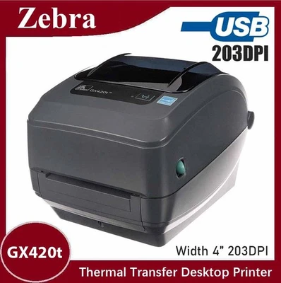 Zebra GX420t Thermal Transfer Desktop Printer 203 DPI Print Width of 4 in USB - Image 1 of 4