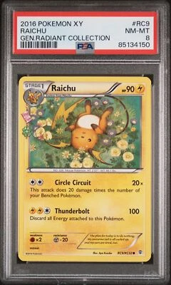 2016 Pokemon XY Generations Radiant Collection Rc9 Raichu - PSA 8 - Image 1 of 2