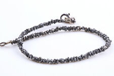 8Inc Natural Black Raw Diamonds Beads Bracelet Uncut Rough Diamonds silver Clasp