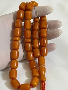 Authentic Antique Germany Cherry Amber 33 سبحة مسكي قلم الماني حر انتيك نوادر - Picture 1 of 24
