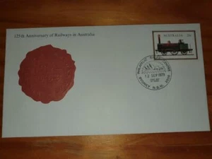 Aust Stamps First Day Cover 12 Sept 1979 "125th Anniversary of Railways in Austr - Foto 1 di 1