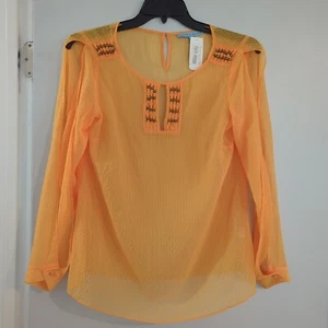 Antonio Melani NWT! Size M Sheer Slit Long Sleeve Blouse Stud Accents      [PT4] - Picture 1 of 9