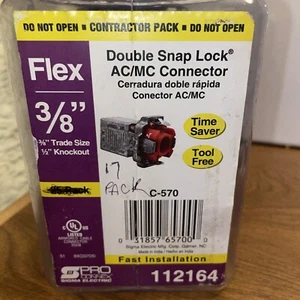 17 Sigma Electric C-570 Zinco Die Cast Doppio Snap Lock Connettore AC/MC 3/8 Dia. - Foto 1 di 4