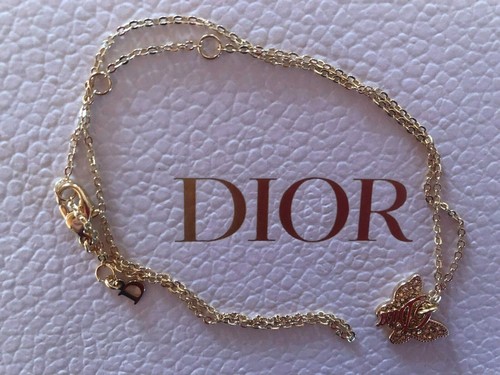 CHRISTIAN DIOR Collana Ciondolo Catena AUTENTICO Logo Farfalla Oro F S Carino GNE28