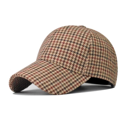 Adjustable Women's Men's Winter Wool Plaid Baseball Cap Fashion Hat Trucker - Image 1 of 4