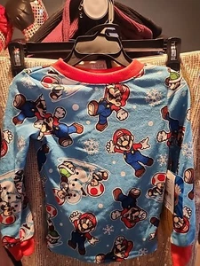 Super Mario & Toad Winter Pajamas,  kids, Size 4 butter soft fabric New With Tag - Picture 1 of 3