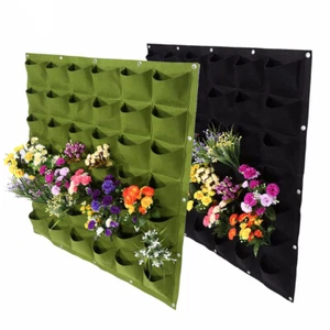 2-72 Pockets Vertical Flower Planter Grow Pouch Garden Wall Hanging Planting Bag - Picture 1 of 28