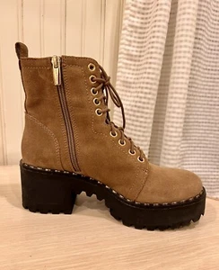 Vince Camuto Leder Kampfstiefel Größe 6,5 Mecale hellbraun Reißverschluss Plateau Booties - Bild 1 von 19