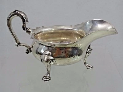 ANTIGUO BARCO SALSA SALSA PLATA ESTERLINA INGLÉS Londres 1739 GRANDE Y PESADO 18 cen Foto 1 de 4