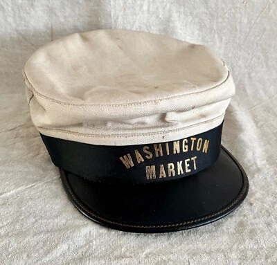 Gorra antigua vintage para hombre - Sombrero "WASHINGTON MARKET" de Nueva York Foto 1 de 4