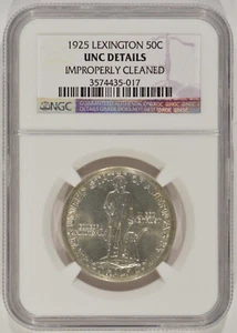 1925 Lexington Silver Half Dollar 50c NGC UNC Details Improperly Cleaned - Picture 1 of 4