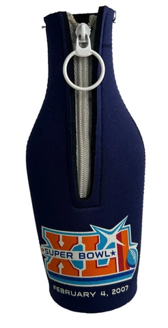 Super Bowl XLI Champs Indianapolis Colts Bottle Hugger Zipper Koozie Cooler Cover