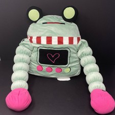 Ikea Lattjo Robot Plush Green Pink  14"  Stuffed Pillow Kids Toy Long Arms Heart