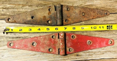 2 VTG 12" Rusty Old Hinges Gate Farm House, Barn, Shed, Cabin, Door Hinge Straps Cover
