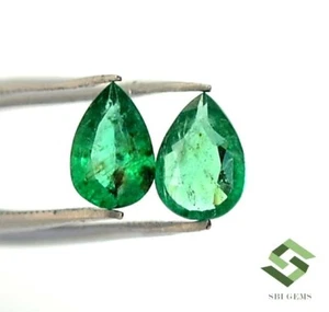 7x4.75 mm Natural Zambian Emerald Loose Gemstone Pear Cut Faceted Pair 1.08 Cts - Picture 1 of 8