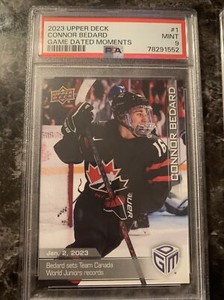 Connor Bedard 2023 Upper Deck Game Dated Moments   #1 Psa9 🔥🔥🔥🔥