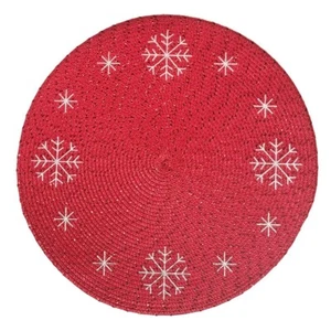 St. Nicholas Square Embroidered Snowflake Placemat ~ set of 4 ~ NWT ~ RED - Picture 1 of 3