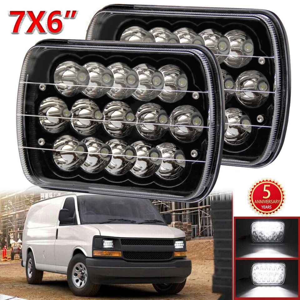 Par de faros LED de haz alto bajo DOT para camioneta de carga para Chevy Astro G10 G20 7X6" 5X7" Foto 1 de 4