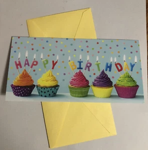 Feliz cumpleaños dinero para tarjetas de regalo cupcakes sello tarjeta de felicitación - Imagen 1 de 4