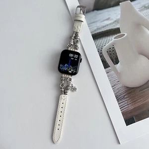 Leather silver Vintage Strap for Apple Watch Series SE 10 9 8 7 6 5 4 3 1 Ultra - Picture 1 of 36