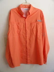 Columbia PFG Performance Fishing Gear Men's L/S Orange Shirt Large - Picture 1 of 3