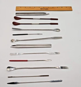 Lote-12 espátulas de pesaje de laboratorio de acero inoxidable - Imagen 1 de 1