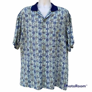 Camisa Pierre Cardin para Hombre L Azul Verde a Rayas Costilla Tejida Cuello Botón Grandpacore - Imagen 1 de 12