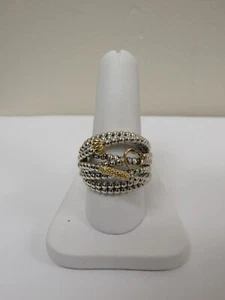 Designer LAGOS Sterling Silver 18k Caviar Icon Overlay Ring - Picture 1 of 5