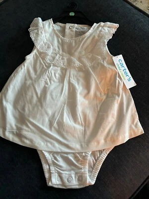 Infant Girls Carter's White Ruffle Dress (Size 6-9 M) NEW WITH TAGS - Image 1 of 2