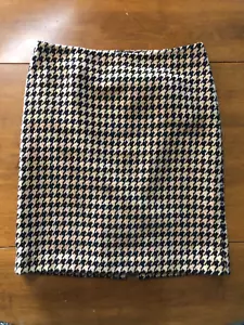 Talbots Womens Sz 14 Skirt Tan Black Houndstooth Lined Wool Blend NICE - Picture 1 of 8