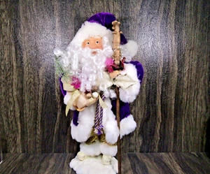 Bata Púrpura Papá Noel Viejo Mundo Vintage 16" Cara Porcelana - Imagen 1 de 12