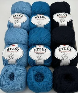 15 Ball Bundle Eylul Soft Cotton Knitting Crochet Yarn Wool - 15x50g Balls - - Picture 1 of 12