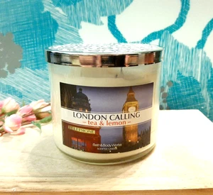 Bath & Body Works London Calling Tea & Lemon 3 Wick Candle Used Once - Picture 1 of 5