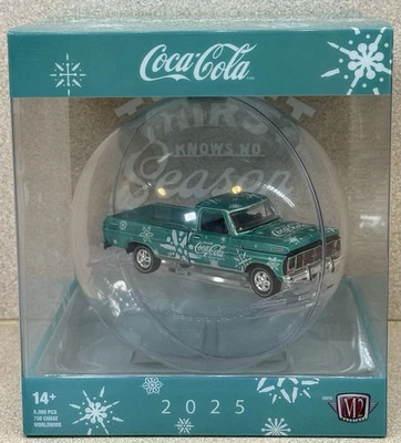 NEW 2025 M2 Machines Christmas Coca-Cola Ornament 1969 Ford F-100 Ranger Truck - Image 1 of 4