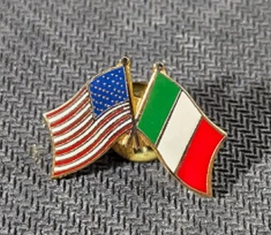 USA and Italy Crossed Friendship Flag - Lapel Pin - "Made in USA" - Pre-owned - Picture 1 of 1