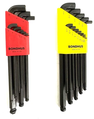 BONDHUS 22PC SAE/METRIC HEX KEY SET STUBBY W/ BALL ENDS  #20599 - NEW - Image 1 of 4