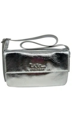 Nicole Miller Silver Vegan Leather Handbag Shoulder Bag NWT $60 - Image 1 of 4