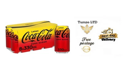 Coca-Cola Zero Sugar Lemon, 8 x 330 ml Next Day Delvery - Image 1 of 4